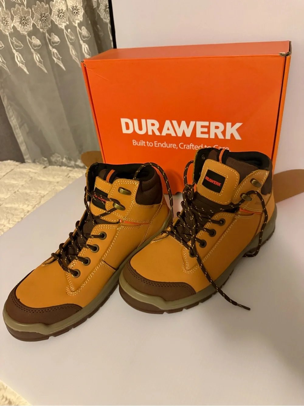 Men's Tan Work Boots – Lightweight Lace-Up Safety Boots